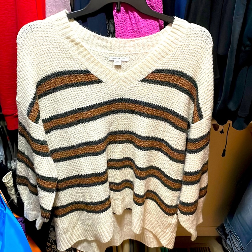 american eagle v neck oversized sweater